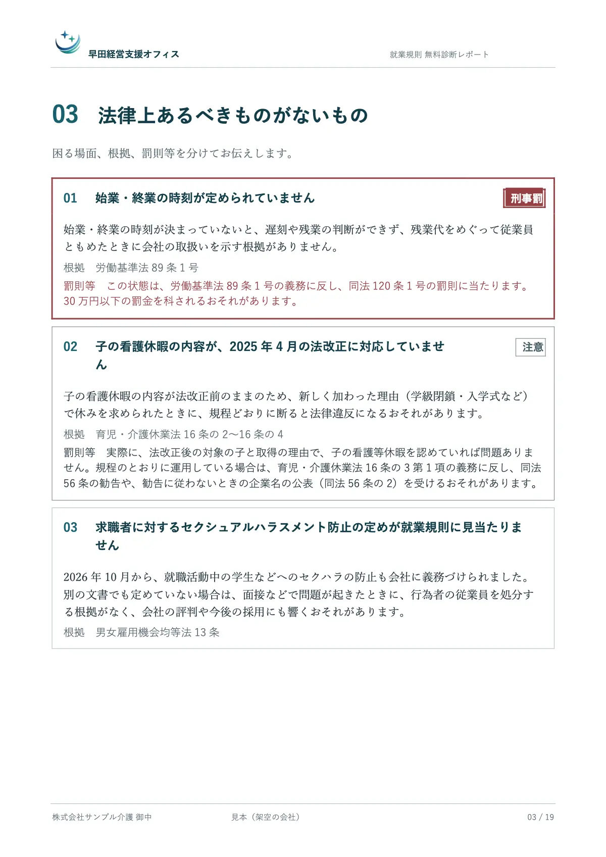 就業規則 無料診断レポート 3/3